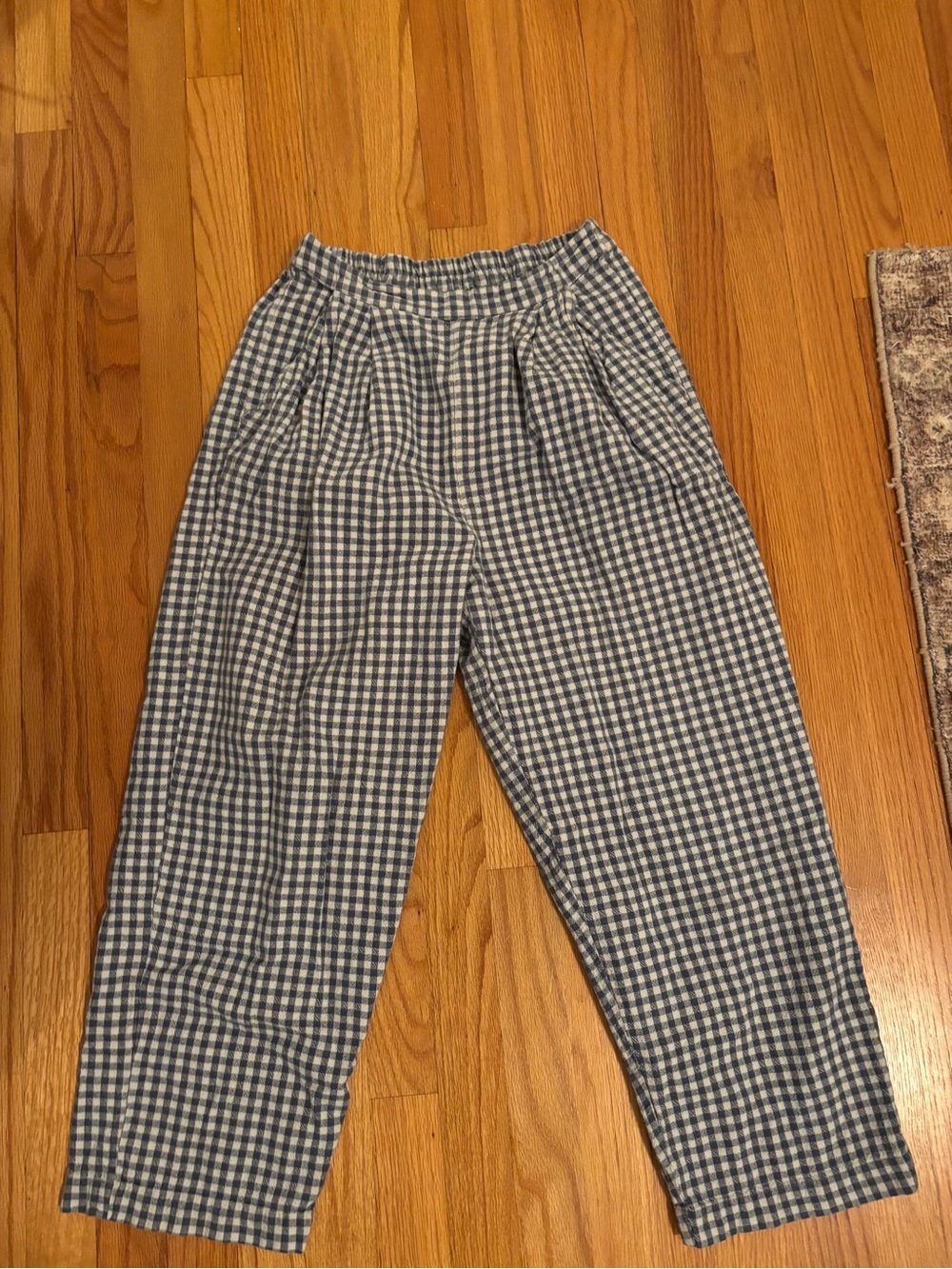 Urban Outfitters Navy and White Gingham Elastic-Waist Pants